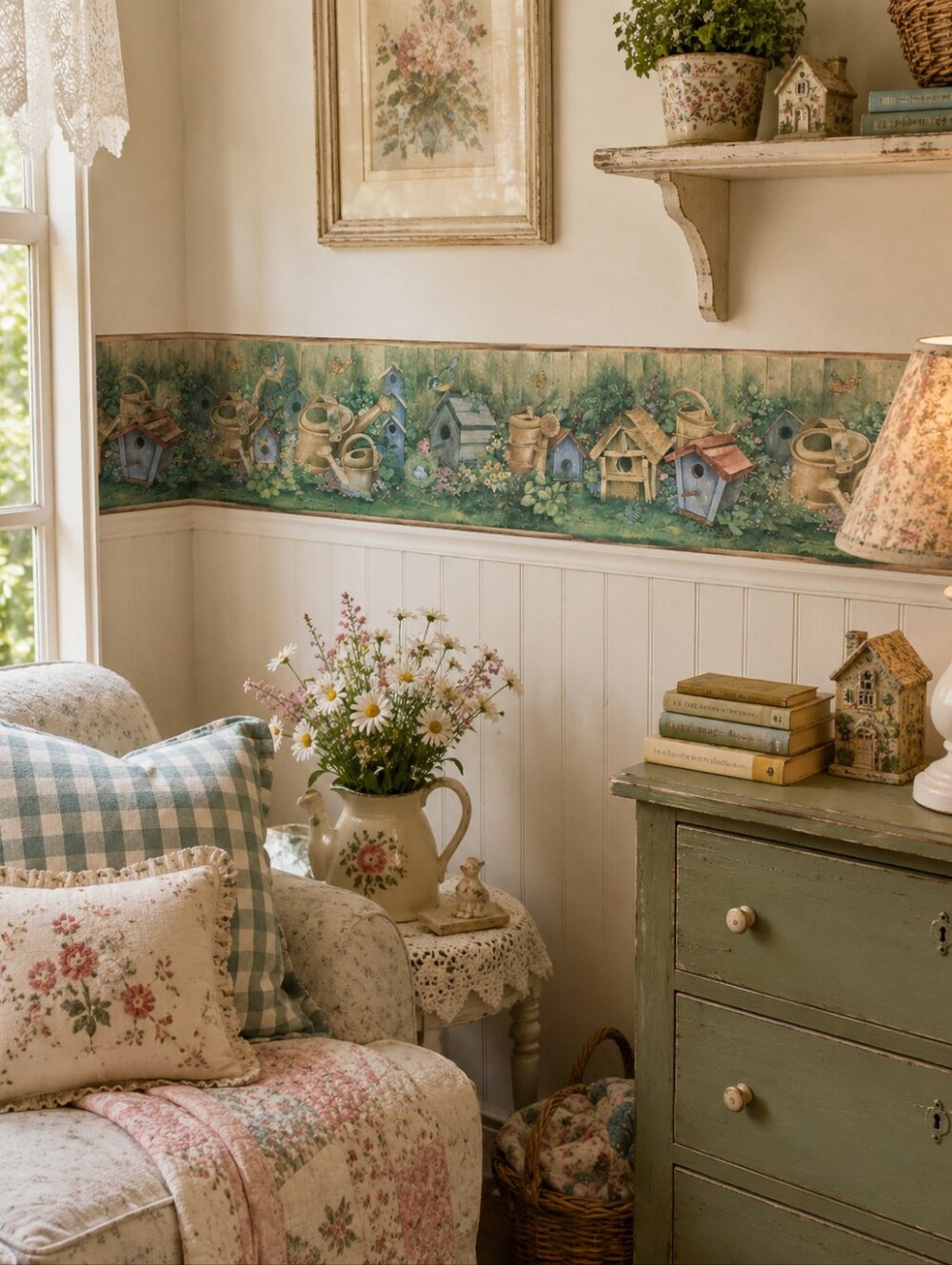 4 Full rolls Norwall Wallpaper Border Featuring Birdhouse birds 5 yd/ea BG76310L